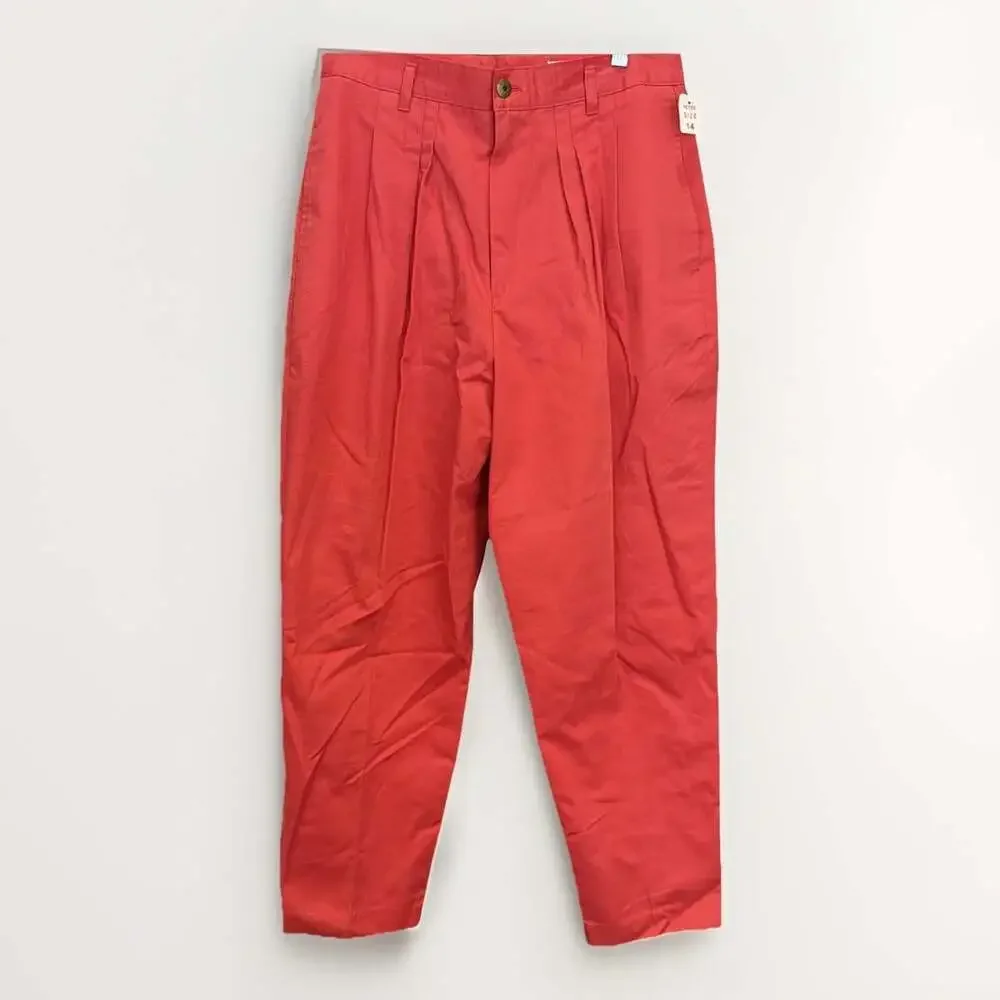 NWT Vintage 80s Essentials Petite High Waisted Pleated Pants 14 Red/Cora W28/L27